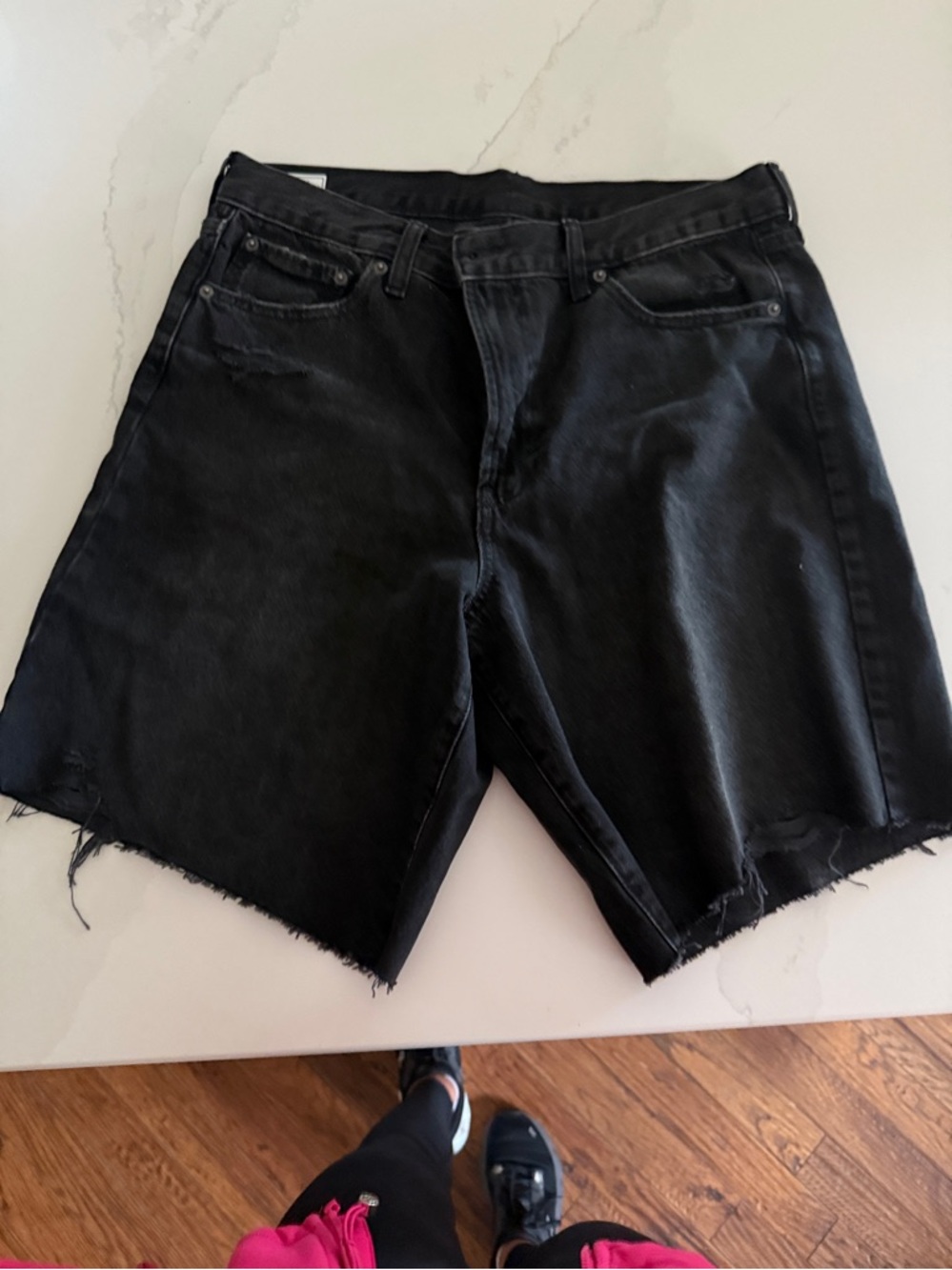 GAP Black Raw Hem Denim Shorts